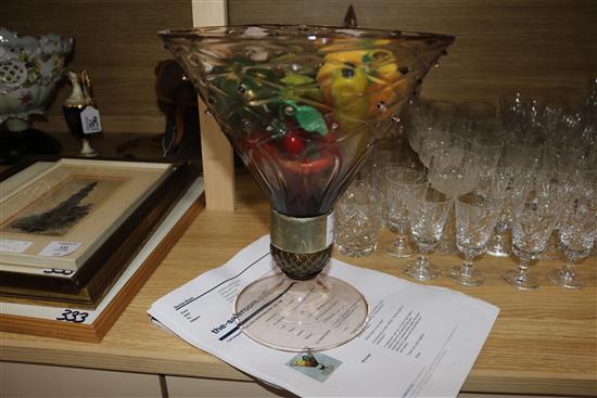 A Venetian glass bowl, probably Salviati containing Murano glass fruit